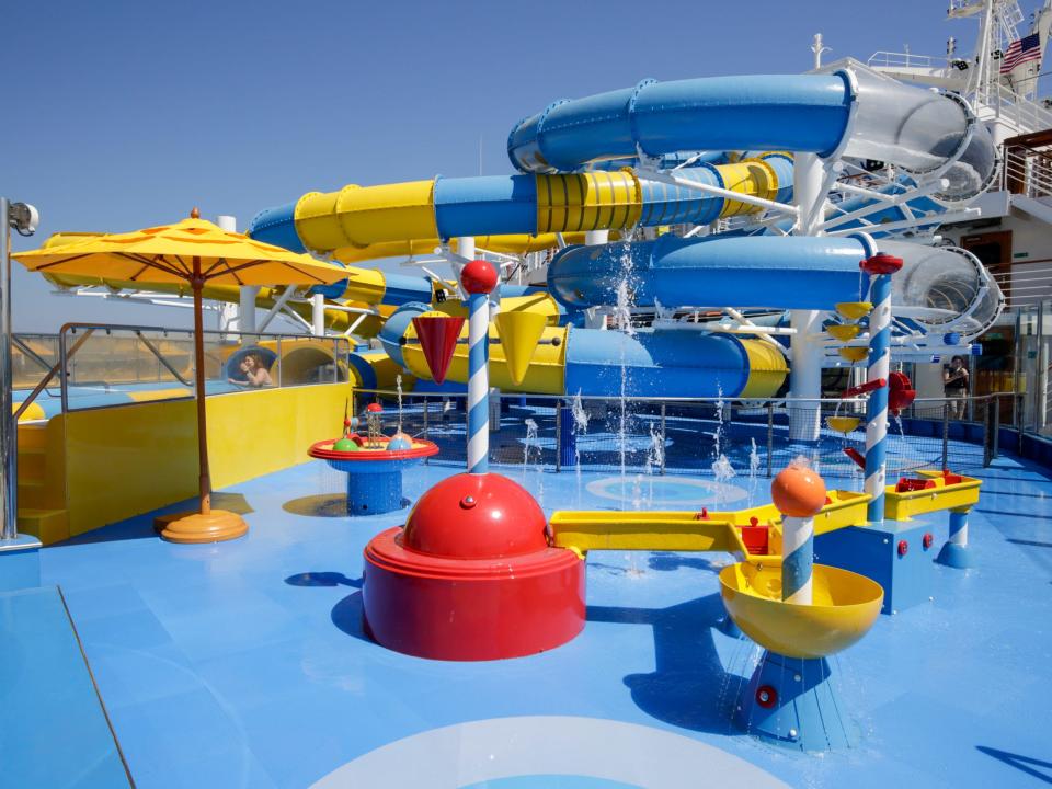 empty children's water playground on Carnival Firenze