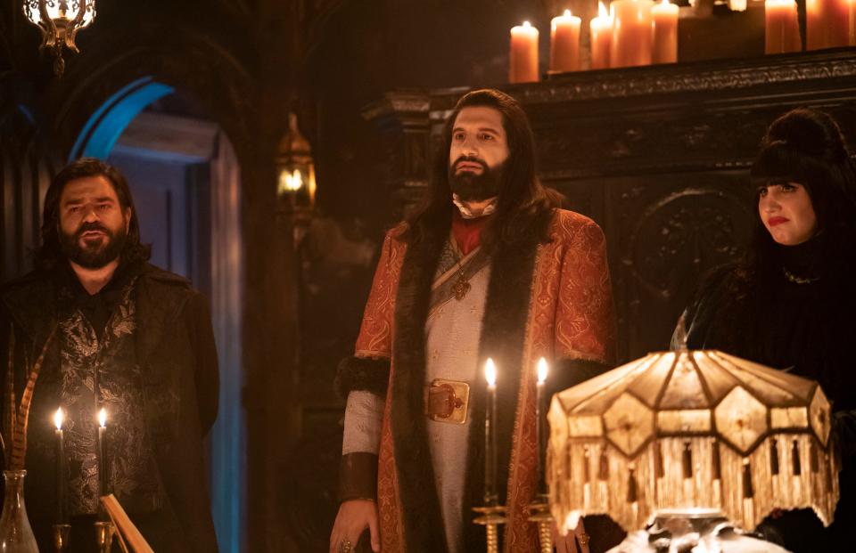 Matt Berry, Kayvan Novak, and Natasia Demetriou on season three of "What We Do in the Shadows."