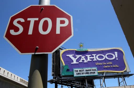 File picture shows a Yahoo! billboard in San Francisco, California. Yahoo! is dumping products along with workers in a quest to return the faded Internet star to glory