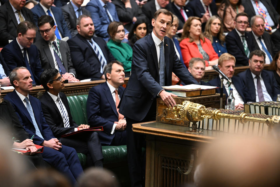 Jeremy Hunt gives hus autumn statement on Thursday. (UK Parliament/PA)