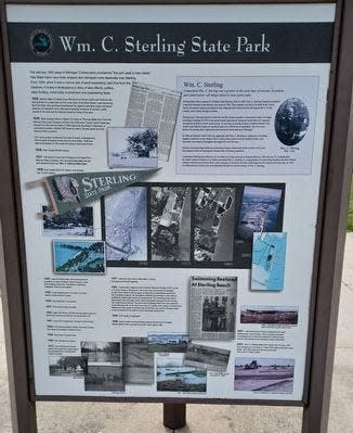 This is a photo of the Sterling State Park history display. In 1935, the state of Michigan acquired the original 134 acres to construct the “Monroe State Park.” Civilian Conservation Corps workers built the roads, restrooms and campground along the shoreline for its 1938 grand opening.