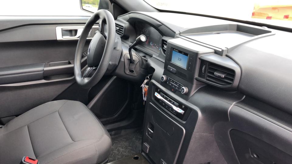 The 2020 Ford Explorer police interceptor hybrid has a column shifter so police gear can go in hte center console.