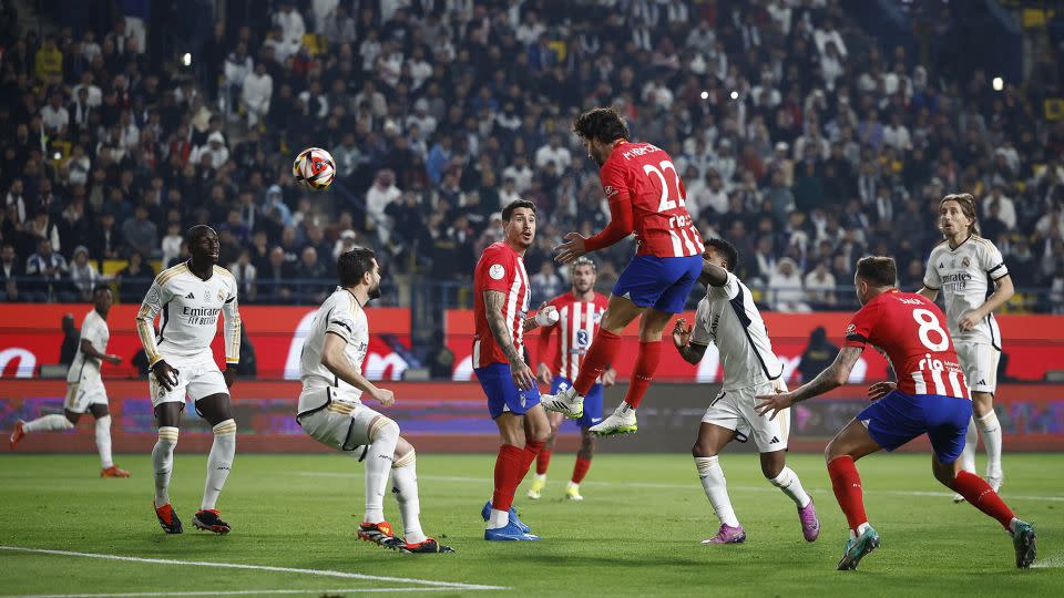 Mario Hermoso rose highest from a corner to give Atleti an early lead. - Juan Medina/Reuters