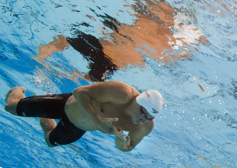 In a picture taken with an underwater camera US swimmer Ryan Lochte competes in the heats of the men's 200-meter individual medley swimming event in the FINA World Championships at the indoor stadium of the Oriental Sports Center in Shanghai on July 27, 2011. AFP PHOTO / FRANCOIS XAVIER MARIT (Photo credit should read FRANCOIS XAVIER MARIT/AFP/Getty Images)