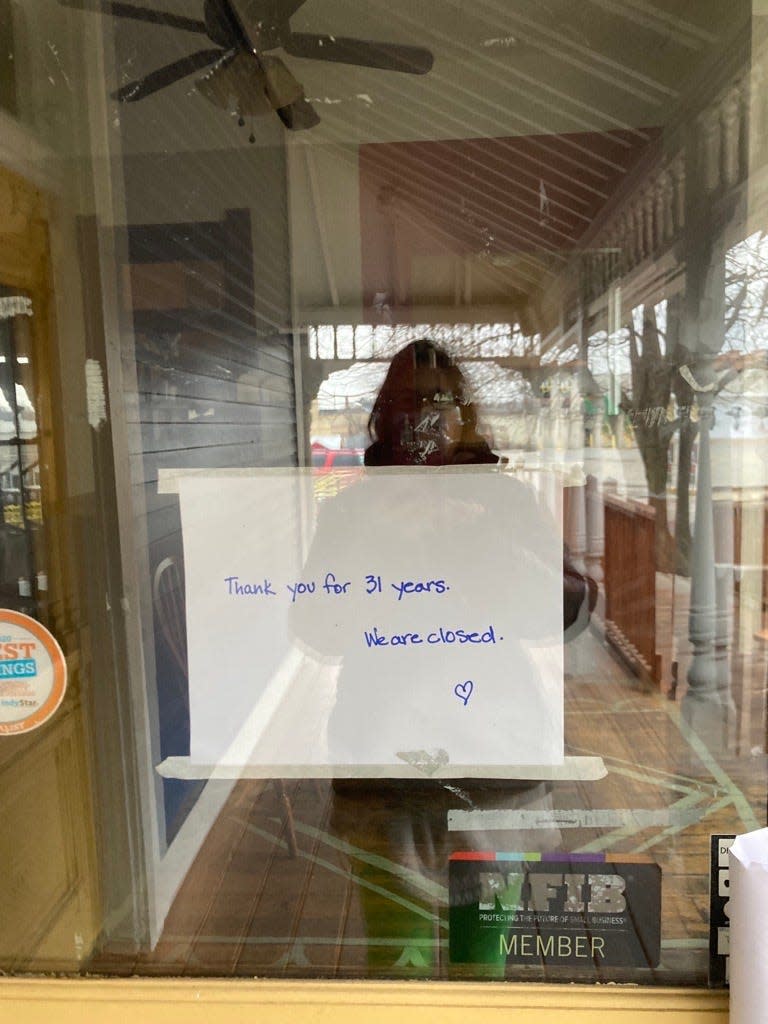 A sign on the door of 3 Sisters Cafe in Broad Ripple on Friday, Feb. 10 indicated the restaurant had closed.