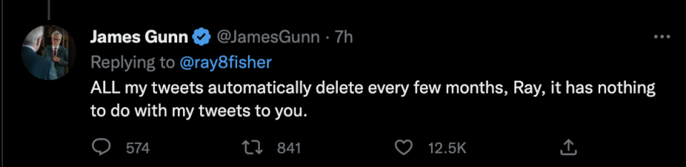 James Gunn defended himself from Ray Fisher criticism on Twitter (Twitter)