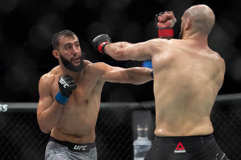 Dominick Reyes beats Volkan Oezdemir by decision during UFC Fight Night 147 at the London O2 Arena, Greenwich on Saturday 16th March 2019.  (Photo by Pat Scaasi/MI News/NurPhoto via Getty Images)