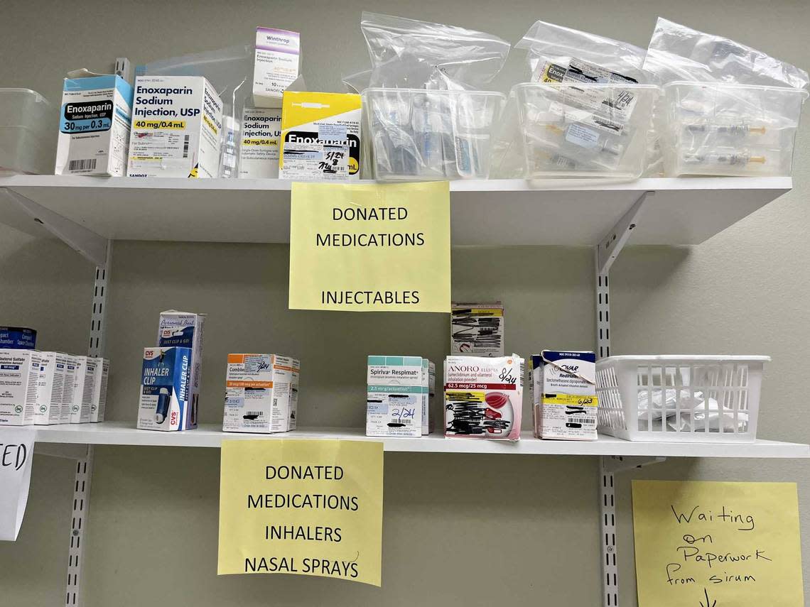 Donated prescription drugs are shown in November at Open Bible Clinic and Pharmacy in Colorado Springs, Colo. California and Colorado are among the states looking to expand their drug donation programs, putting them in the hands of low-income patients.