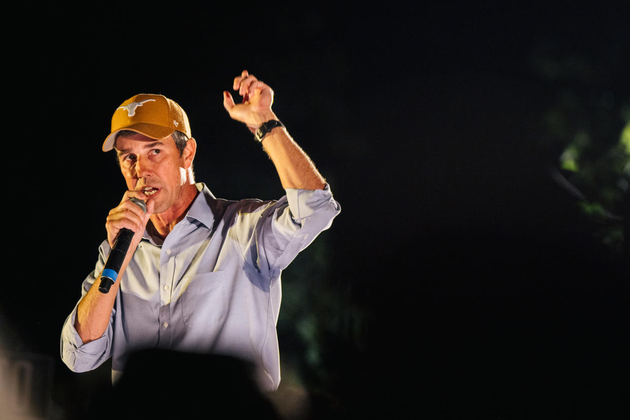 Beto O'Rourke speaks during a campaign rally.