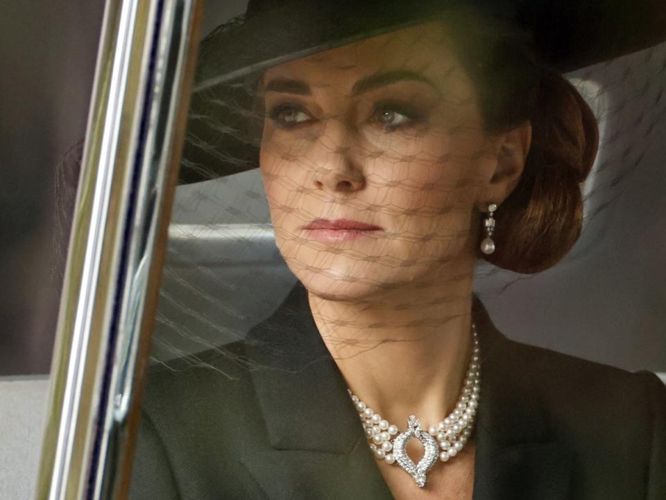 The Princess of Wales on her way to the State Funeral of Queen Elizabeth II in London (EPA)