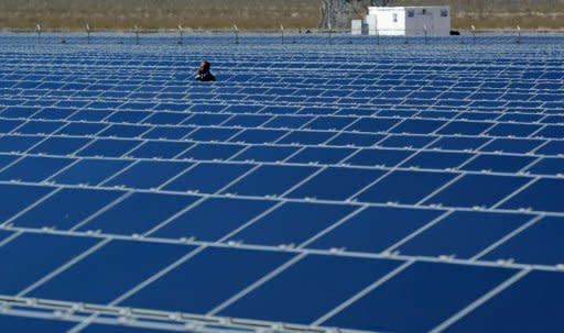 Photo illustration of solar panels in Boulder City, Nevada. China on Friday started a probe into alleged US dumping of solar products and government subsidies for the sector, the latest volley in a trade row between the world's top two economies