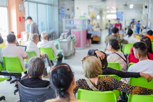 <span class="caption">There are some misconceptions about what the four hour target actually means.</span> <span class="attribution"><a class="link " href="https://www.shutterstock.com/image-photo/blur-image-patients-hospital-waiting-see-1142067620" rel="nofollow noopener" target="_blank" data-ylk="slk:Medical-R/ Shutterstock;elm:context_link;itc:0;sec:content-canvas">Medical-R/ Shutterstock</a></span>