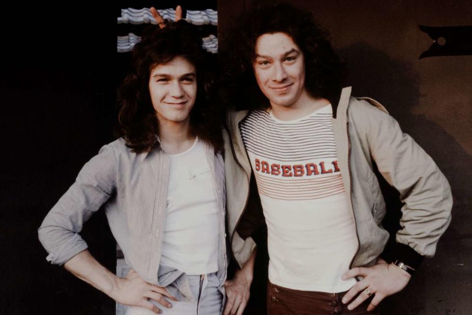 <p>Koh Hasebe/Shinko Music/Getty </p> Eddie Van Halen (left) and Alex Van Halen