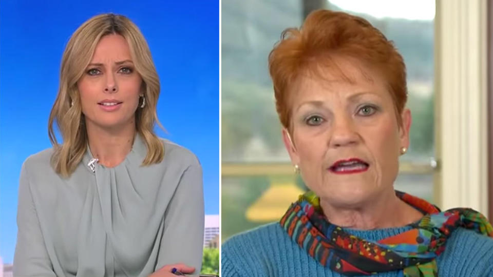 Pauline Hanson, right, will no longer regularly contribute to the Today Show, following her divisive comments over 3000 people forced into lockdown. Ally Langdon is pictured left. Source: Nine News