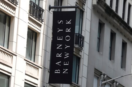 FILE PHOTO: The Barneys New York sign is seen outside the luxury department store in New York