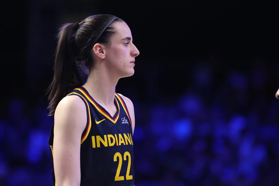 Caitlin Clark during her preseason debut with the Indiana Fever. (Gregory Shamus/Getty Images)