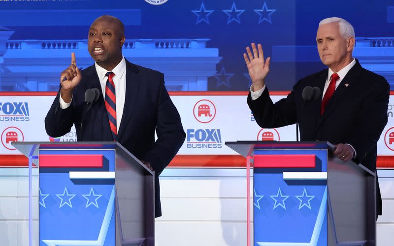 Republican U.S. Presidential candidates participate in their second debate of the 2024 U.S. presidential campaign in Simi Valley, California