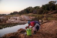 Baleni salt is harvested by hand from the banks of a remote river in northwestern South Africa