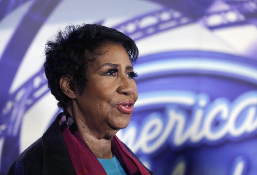 Aretha Franklin is interviewed after a taping for American Idol XIV at The Fillmore Detroit in Detroit, July 6, 2015. Five years after her death, the final wishes of the music superstar are still unsettled. The latest: an unusual trial next Monday to determine which handwritten will, including one found in couch cushions, will guide how her estate is handled. (AP Photo/Carlos Osorio_File)