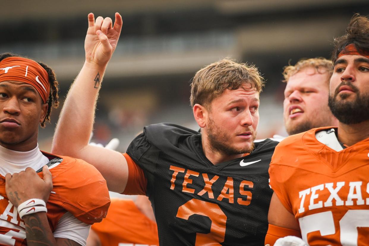Texas quarterback Quinn Ewers had a quiet spring game, but that was the plan all along, said Longhorns head coach Steve Sarkisian. The Longhorns' starter attempted only six passes and completed only two of them, giving way to backups Arch Manning and Trey Owens.