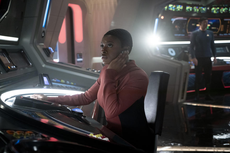 Celia Rose Gooding as Uhura in Star Trek: Strange New Worlds streaming on Paramount+, 2023. Photo Credit: Michael Gibson/Paramount+