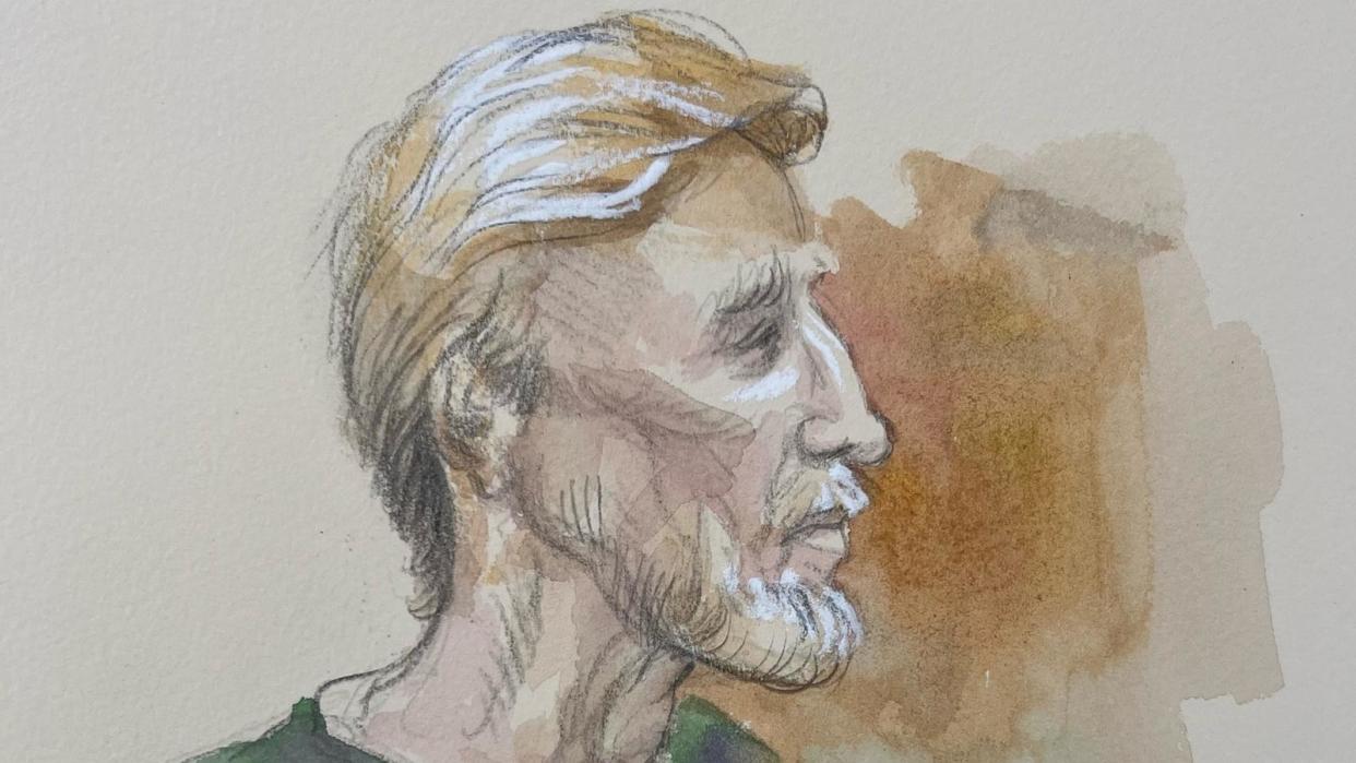 PHOTO: Ryan Wesley Routh, the man the FBI suspects planned the assassination of former President Donald Trump, appears in federal court in West Palm Beach for a pre-detention hearing on Sept. 23, 2024. (Sketch by Lothar Speer)