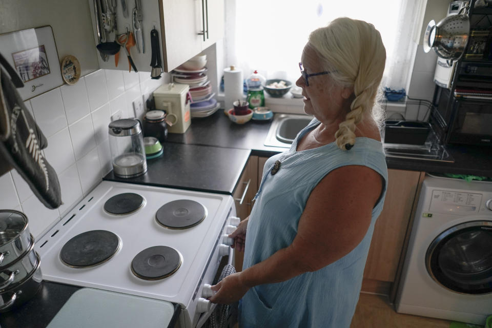 energy bills Sharron Anderson, 60, is photographed in her house in Plumstead,London, Thursday, Sept. 8, 2022.  New British Prime Minister Liz Truss announced Thursday that her Conservative government will cap domestic energy prices for homes and businesses to ease a cost-of-living crisis that has left residents across the United Kingdom facing a bleak winter “I'm not optimistic at all. It's already too much of a struggle on what we're getting. I will be in debt without a doubt, there’s no way I can pay 2,500 pounds,