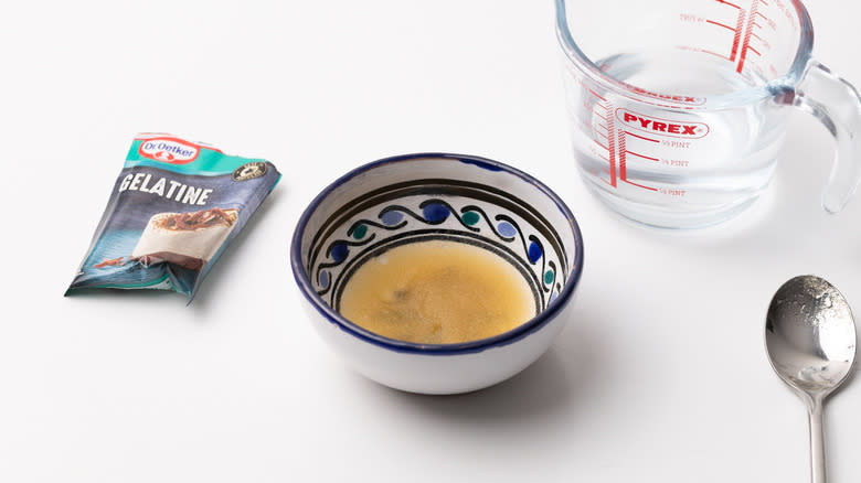 bowl containing gelatin for mousse 