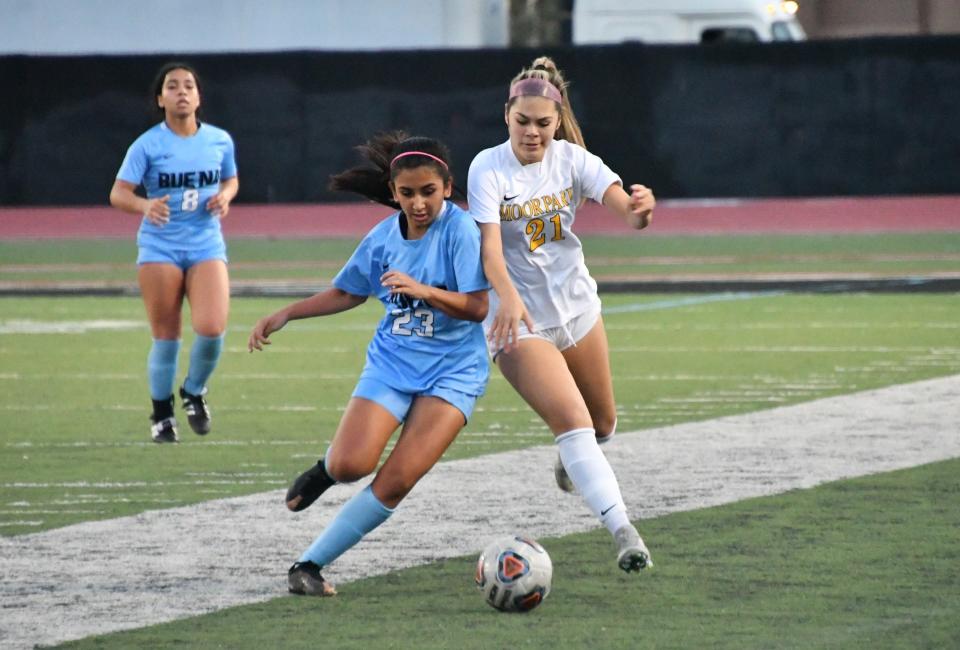 Buena High's Tatiana Padilla (left) is the co-Offensive Player of the Year in the Channel League.