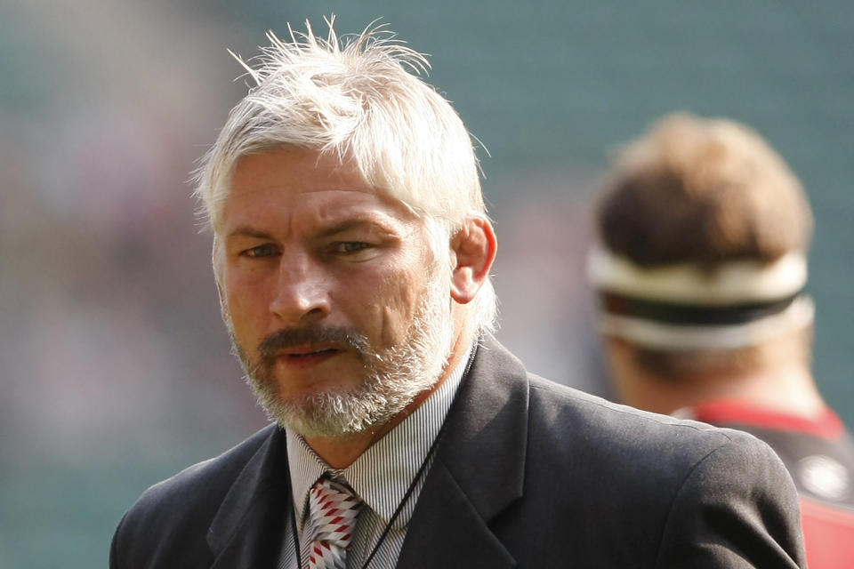 FILE - Crusaders head coach Todd Blackadder looks on their Super 15 rugby union match against the Sharks at Twickenham, London, England, on March 27, 2011. The final of Japan Rugby League One will be a showdown between coaches who emerged from the same rugby nursery and have taken similar paths to the league showdown. Robbie Deans will coach serial winners Wild Knights while Todd Blackadder will guide Brave Lupus Tokyo in the JRLO final in front of an expected crowd of more than 50,000 at Tokyo’s National Stadium. (AP Photo/Tim Hales, File)