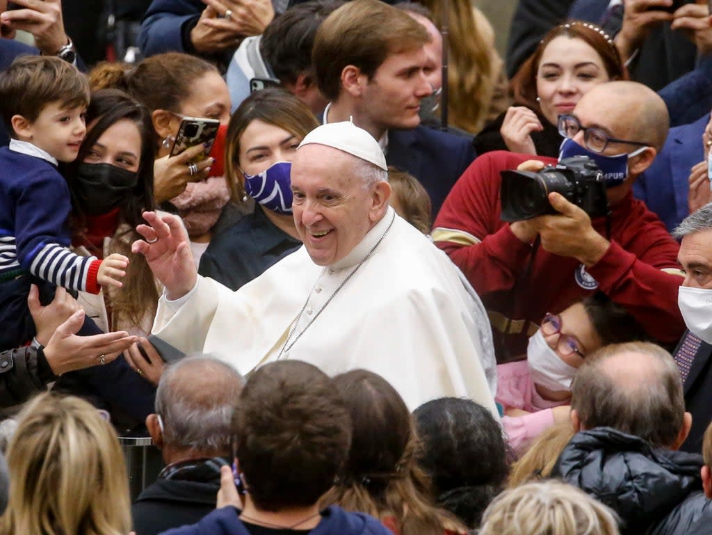 Pope Francis greets the faithful during his weekly general audience in Vatican City (EPA-EFE)