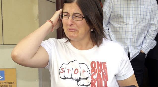 David Cassai's mother, Caterina Politi, launced anti violence campaign, 'Stop. One Punch Can Kill' in the wake of her son's death. Photo: AAP