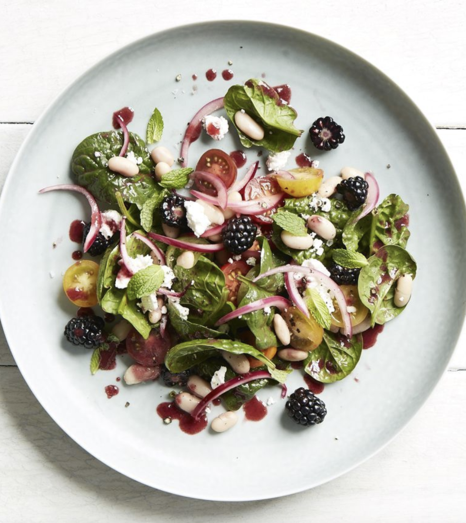 27) Spinach Salad with Warm Blackberry Vinaigrette