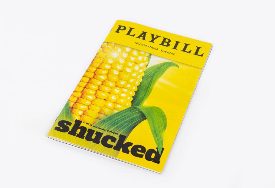 A souvenir program is from the Broadway run of “Shucked” at New York’s Nederlander Theatre in April 2023.