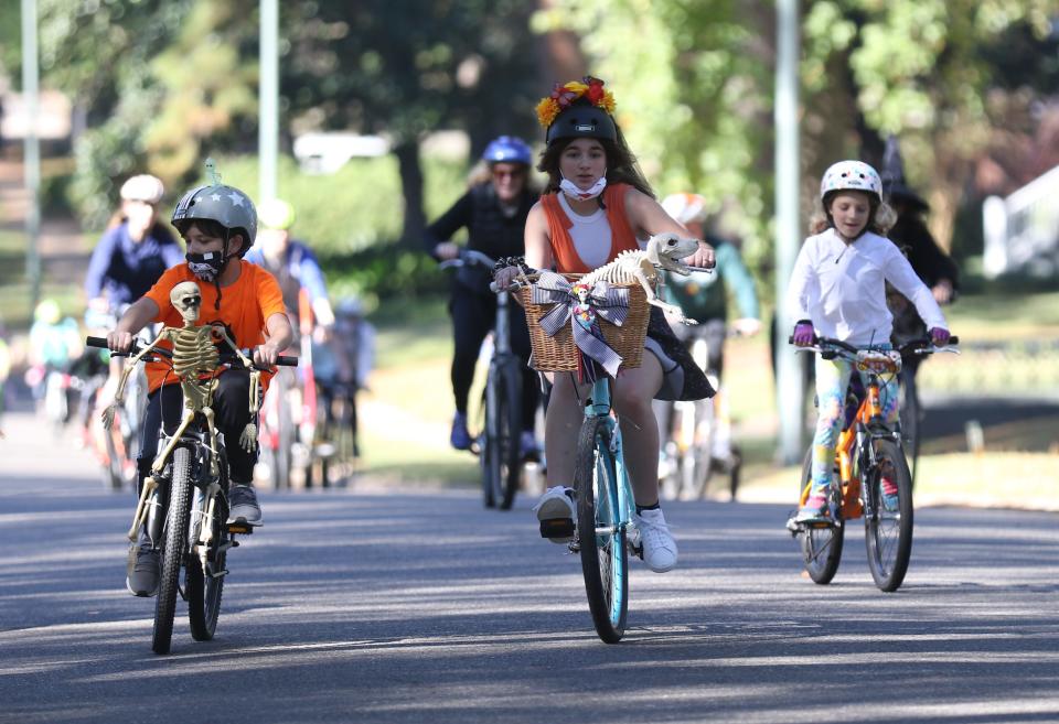 The Witches Ride event that rode through the South Highlands Neighborhood Halloween morning.