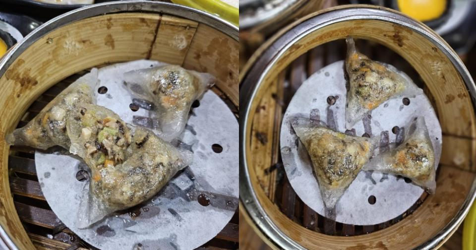 dimsum - closeup of mushroom dumplings