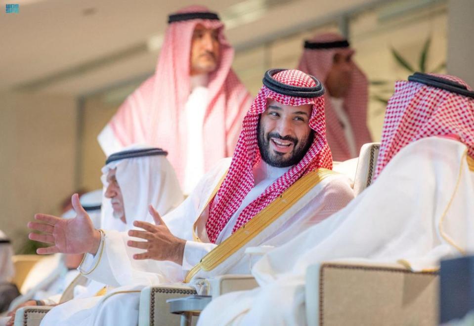 Saudi Crown Prince Mohammed bin Salman attends the King’s Cup final match between Al-Hilal and Al-Wehda in May 2023