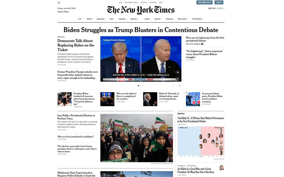 The New York Times' front page on Friday