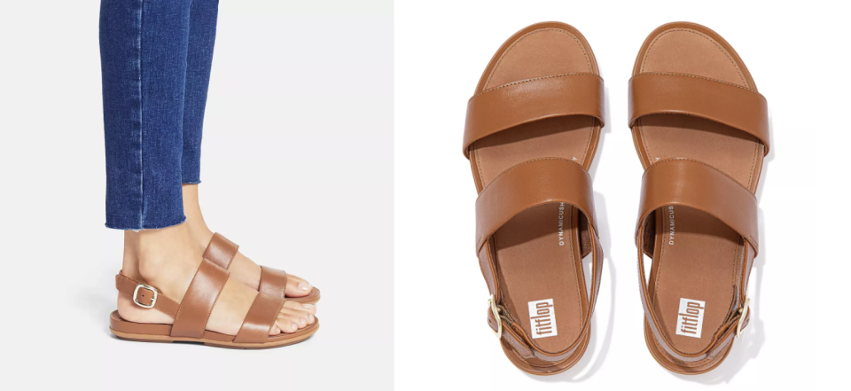 The sleek sandals come in four different colours, including tan shown here. (Photo via FitFlop)
