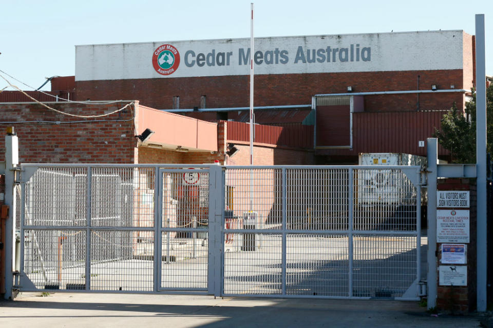 A general view of Cedar Meats abattoir in Brooklyn on May 05, 2020 in Melbourne, Australia. 