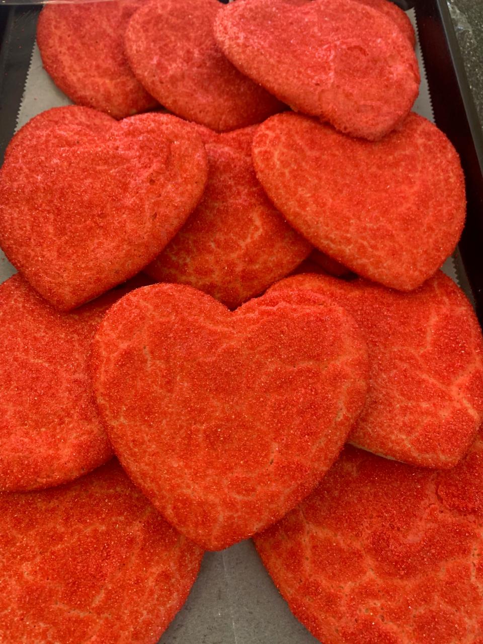 Heart-shaped sugar cookies at Pasticcini Gourmet Bakery in Weymouth.