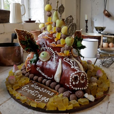 Boar's head cake recreated for The Sweet Makers at Christmas - Credit: BBC 