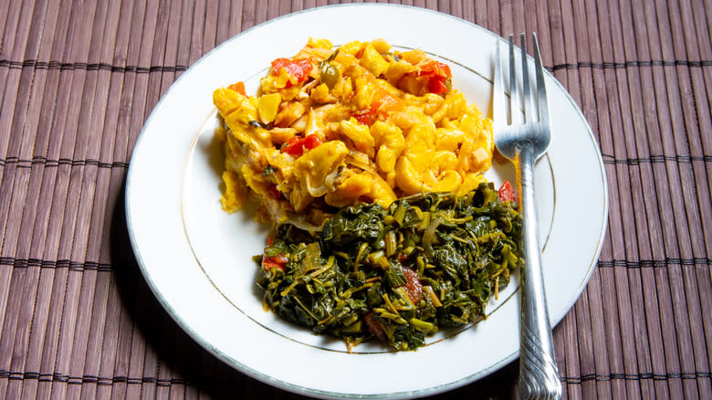 Ackee and saltfish on plate