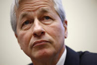 FILE - In this April 10, 2019, photo JPMorgan Chase chairman and CEO Jamie Dimon testifies before the House Financial Services Committee during a hearing on Capitol Hill in Washington. A group of influential CEOs, which included Dimon, is changing its view on corporations, saying it’s no longer just about shareholders. The Business Roundtable said Monday, Aug. 19, that its new statement on “the purpose of a corporation” emphasizes that all stakeholders are important, which includes workers, suppliers, customers and the communities their businesses are in. (AP Photo/Patrick Semansky, File)