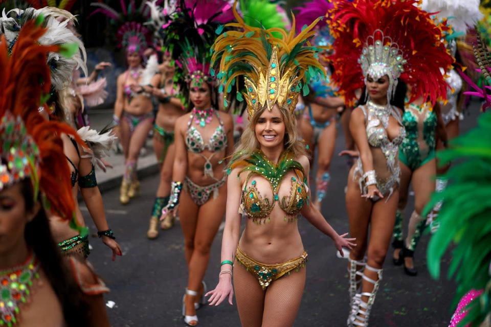 Samba dancers at Notting Hill Carnival (Victoria Jones/PA) (PA Wire)