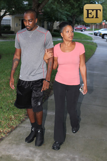 Nick Gordon is leaning on his mother for support following the news that his girlfriend, Bobbi Kristina Brown, died Sunday at a hospice in Georgia. On Monday, Nick was spotted in Florida with his mother, Michelle Gordon, taking a short walk around their gated community. The two held on to each other, Nick clad in basketball shorts and a T-shirt. The embattled 25-year-old was still wearing a ring on his left finger, symbolizing his relationship with the late Bobbi Kristina, and was also wearing the ring he gave to Bobbi Kristina on his neck. The two claimed to have tied the knot on Jan. 9, 2014, though family representatives later said the marriage was not official. AKM/GSI AKM/GSI <strong>WATCH: Bobbi Kristina Brown Dead at 22</strong> AKM/GSI ET talked to Nick's younger brother, Junior Walker, on Monday, who said he was actually the one who broke the news about Bobbi Kristina's death to Nick. He said Nick found out about the news at the same time the public did. "He didn't even know," Junior said. "I told him ET posted it ... and then his lawyer called on the phone while I was talking to him. He was on the phone with me and I told him that ET [was] posting saying Kris is gone." Junior said that Nick is doing "bad" after learning of the tragic news, but contrary to reports, he is not on suicide watch. "We're all hurt right now trying to figure out how to cope through everything," Junior said. "This whole year has not been easy at all." Michelle Gordon also commented on her son's state of mind with a statement on Monday, saying he's "suffered greatly." "The passing of Bobbi Kristina is devastating to Nick and our family," she said. "Nick loved and cared for Krissi deeply, and he has suffered greatly each and every day they've been apart. Nick and our family are in mourning, and we ask that you respect our privacy. Our thoughts and prayers are with both the Houstons and the Browns during this difficult time." In May, Nick asked to see Bobbi Kristina when she was hospitalized at an Atlanta rehabilitation center, claiming through his attorneys that he had stayed away from months because he respected both the Houston and Brown families' wishes that he refrain from visiting. But in February, Bobby Brown's lawyer said that Nick had already previously been offered an opportunity to potentially visit Bobbi Kristina, though he "declined to meet the terms of any possible visit." Bobbi Kristina died Sunday, surrounded by close family and friends. She was 22 years old. <strong>WATCH: Houston Family Reveals Details From Bobbi Kristina Brown's Final Moments, Funeral Plans</strong> Meanwhile, Nick is currently facing a $10 million civil lawsuit filed by Bobbi Kristina's conservator, Bedelia Hargrove, claiming that he physically abused Bobbi Kristina, and stole thousands from her. However, no criminal charges have been filed against him. Last month, ET learned that Nick has assembled his own high-powered legal team to defend himself, which includes famed attorney Jose Baez, who's best known for defending Casey Anthony against first-degree murder charges in 2011. Watch below: