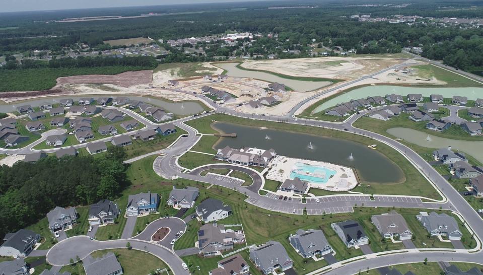 The Peninsula Lakes housing development in Millsboro, under construction in June 2021.