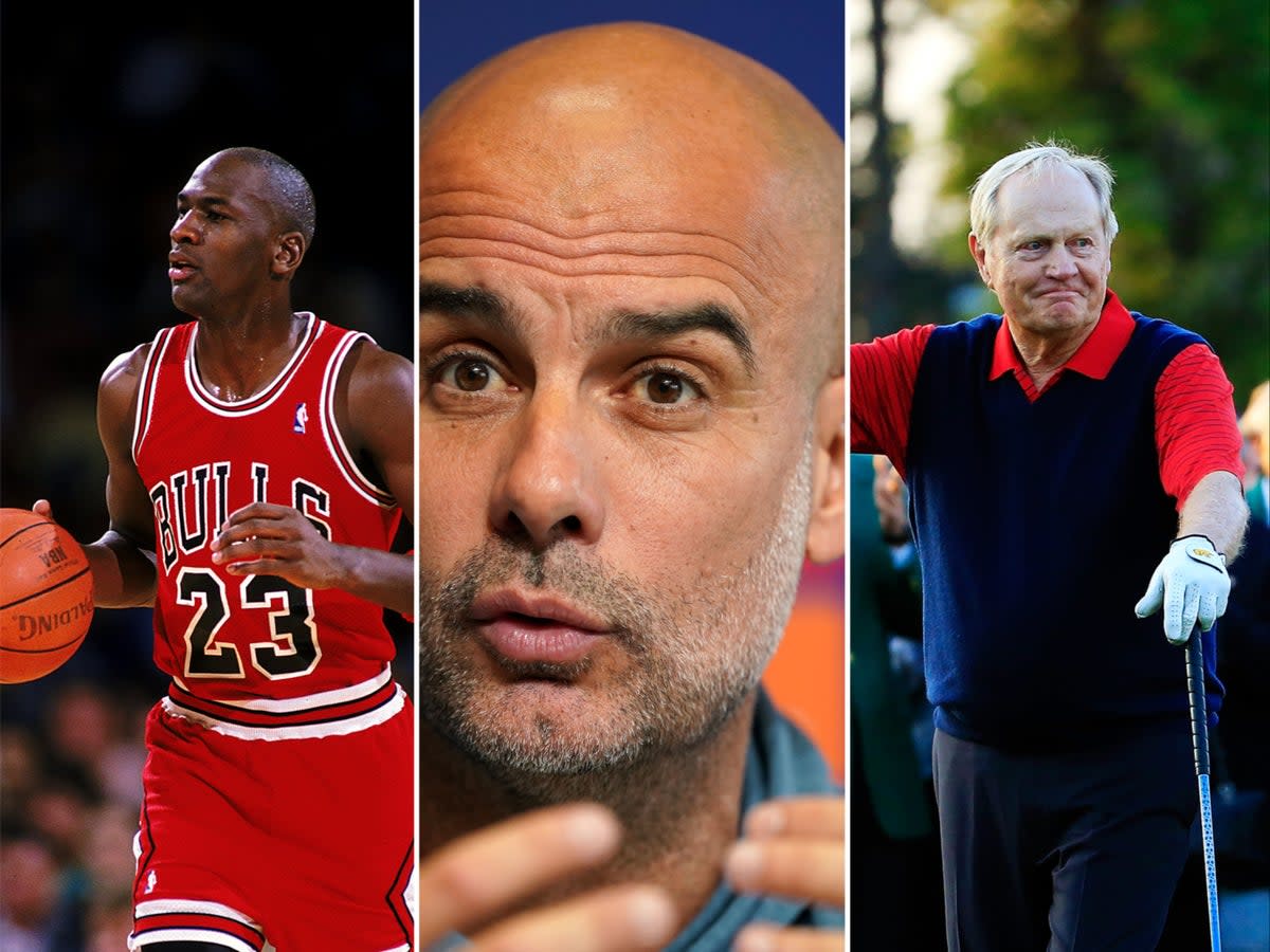 Michael Jordan, Pep Guardiola and Jack Nicklaus (Getty Images/PA)