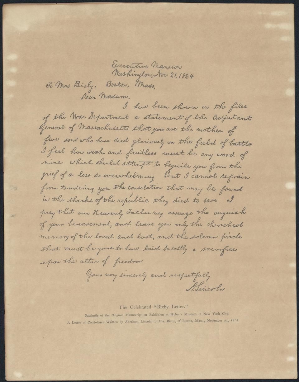 A copy of the Bixby Letter.