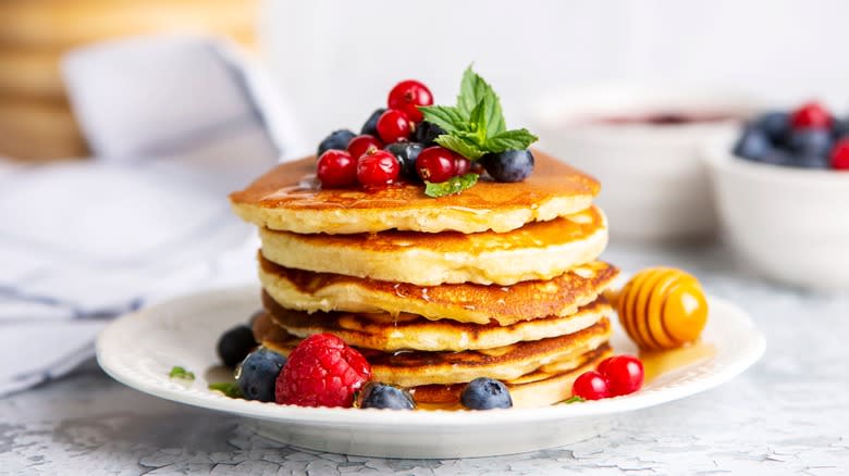 A stack of pancakes